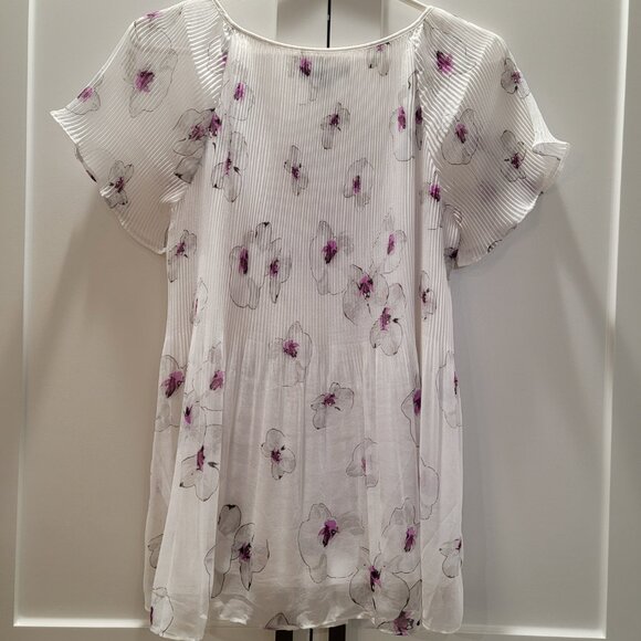 Banana Republic Blouse Top Shirt Floral Flowy White Purple Women XS-Small - Picture 3 of 16